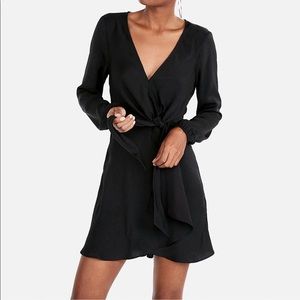 Express Knotted V-Neck Elastic Waist Mini Dress